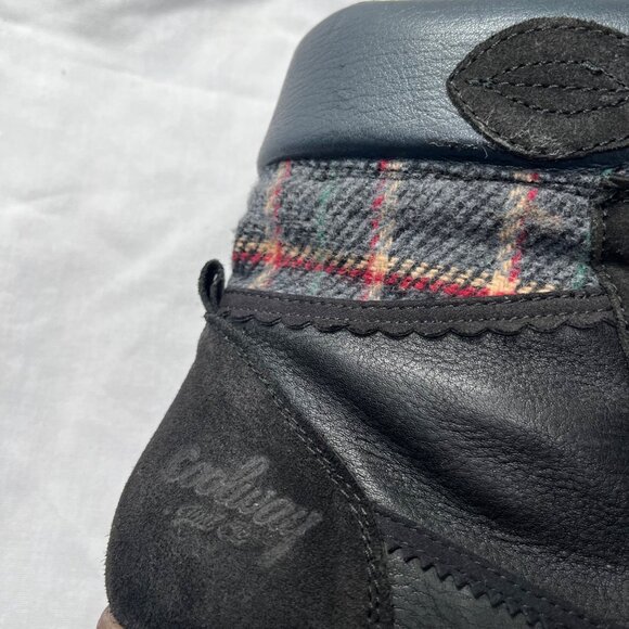 coolway Black Leather Plaid trim Lace Up Ankle Boots US 7 - Picture 5 of 14